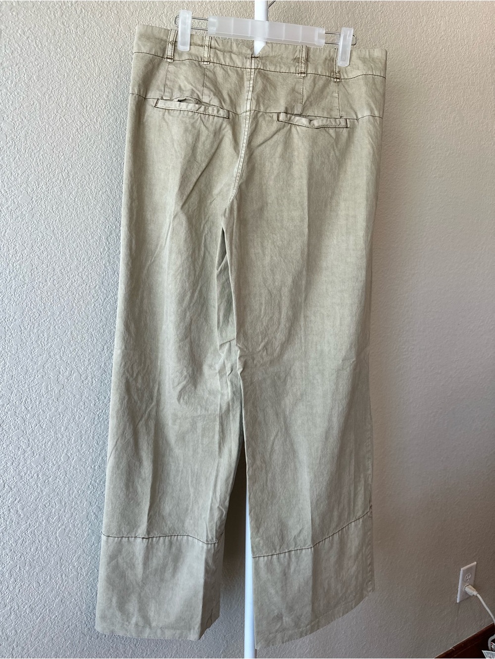 Free people khaki wide leg pleated trouser pant 100% cotton size 6 - Picture 2 of 6